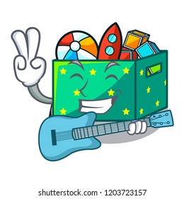 With guitar kids toys in the cartoon box
