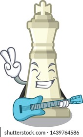 With guitar king chess above wooden cartoon table