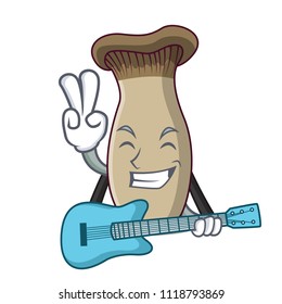 With guitar king trumpet mushroom mascot cartoon