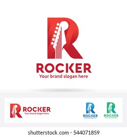 Guitar In Letter R Logo