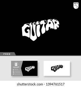 Guitar lettering text effect logo vector