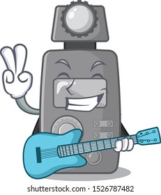 With guitar light meter on the cartoon table