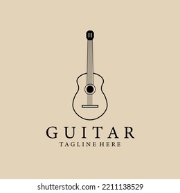 guitar line art logo, icon and symbol, vector illustration design