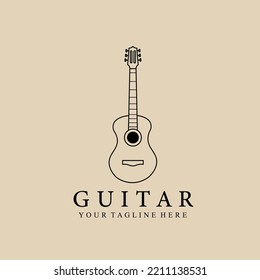 guitar line art logo, icon and symbol, vector illustration design