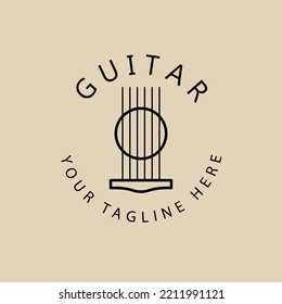guitar line art logo, icon and symbol, vector illustration design