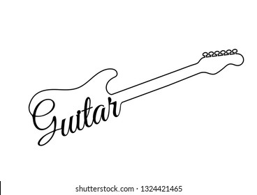 Guitar Line Art Logo Vector 