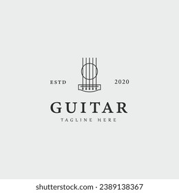 guitar line art logo vector illustration template graphic design