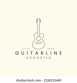 guitar with line art style logo icon template design vector illustration