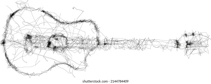 Guitar line drawing style, vector design