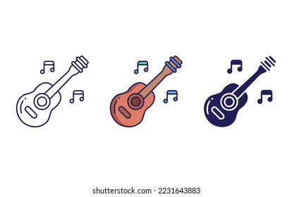 Guitar line and glyph icon isolated on white background, Music vector illustration