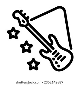 Guitar line icon, Music festival concept, Electric Guitar sign on white background, Guitar with stars icon in outline style for mobile concept and web design. Vector graphics