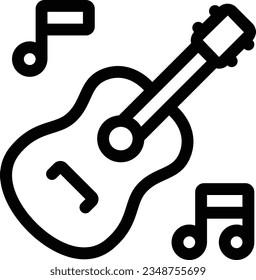 Icono de la línea de guitarra: icono único, vector