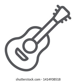 Guitar line icon, sound and music, musical instrument sign, vector graphics, a linear pattern on a white background, eps 10.