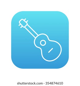 Guitar line icon for web, mobile and infographics. Vector white icon on the blue gradient square with rounded corners isolated on white background.