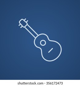 Icono de la línea de guitarra para web, móvil e infografía. Icono azul claro del vector aislado en fondo azul.