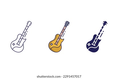 Guitar line and solid illustration icon