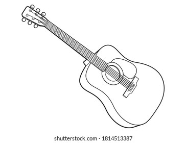 guitar line vector illustration,isolated on white background,top view