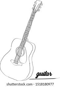 Guitar linear icon. Thin line illustration. Fiddle. Contour symbol. Vector isolated outline drawing. Vector illustration for coloring book - Vektör