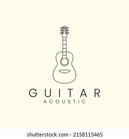 guitar with linear style logo icon template design. acoustic, melody,string,vector illustration