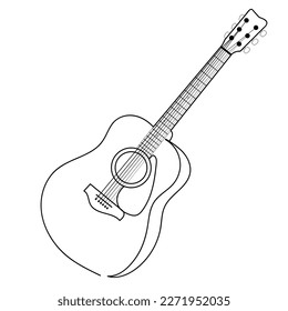 Guitar lines.
Painting of an acoustic guitar. Illustrator drawing. White background. Guitar for painting.