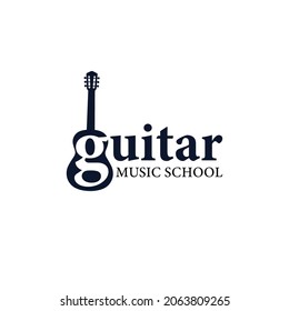 Logotipo de guitarra aplicado para el negocio de la Escuela de Música.