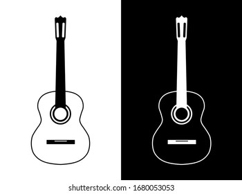 Guitar logo in black and white in a minimalistic style. Isolated vector web icon