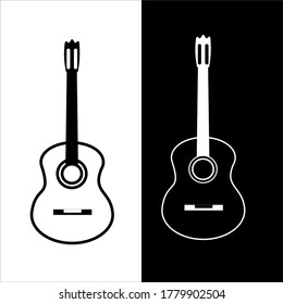 Guitar logo in black and white in a minimalistic style. Isolated vector web icon