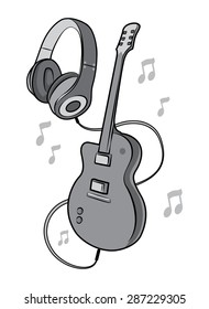 guitar logo black&white vector