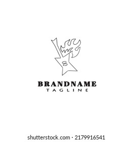 guitar logo cartoon black icon design isolated modern vector illustration