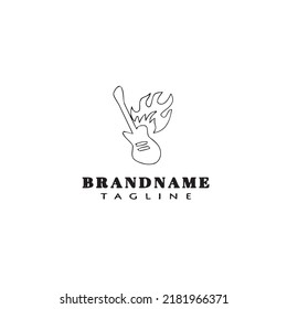 guitar logo cartoon black icon design isolated modern vector illustration
