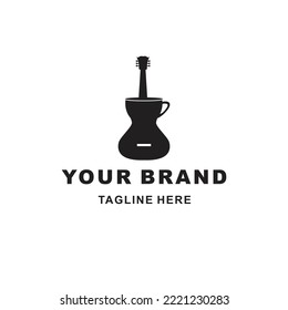 

guitar logo and coffee cup suitable for restaurant and music cafe logo