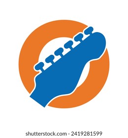 Guitar Logo combine with letter O vector template