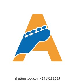 Guitar Logo combine with letter W vector template