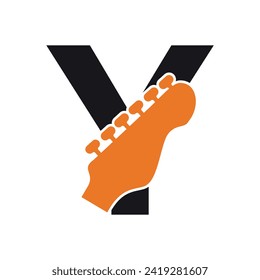 Guitar Logo combine with letter Y vector template