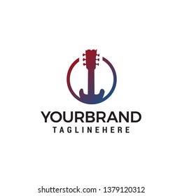Guitar logo design concept template vector