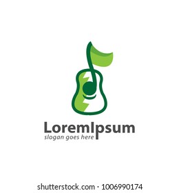Guitar Logo Design with green colored