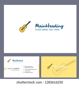 Guitar Logo design with Tagline & Front and Back Busienss Card Template. Vector Creative Design