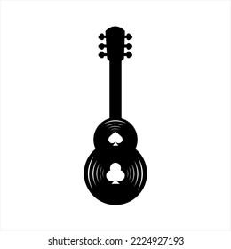 Guitar logo design. Unique guitar illustration with poker card symbol elements.