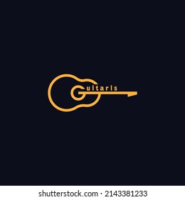 Guitar logo design vector with line style.