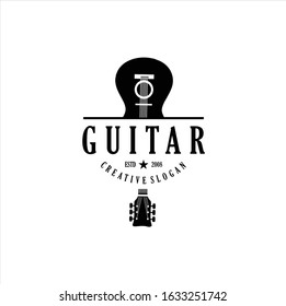 Guitar logo Design Vector Stock Illustration . Guitar Shop Logo . Rock music festival logo