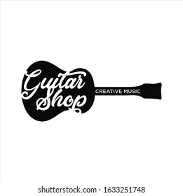 Guitar logo Design Vector Stock Illustration . Guitar Shop Logo . Rock music festival logo