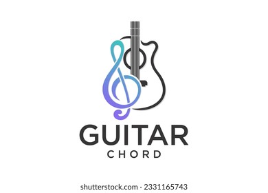 Guitar logo Design Vector Stock Illustration . Guitar Shop Logo . Rock music festival logo