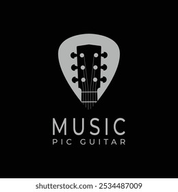 Gitarren-Logo Design Vektor Stock Illustration.moderne Musik, Gitarren Shop Logo. Rock Music Festival Logo