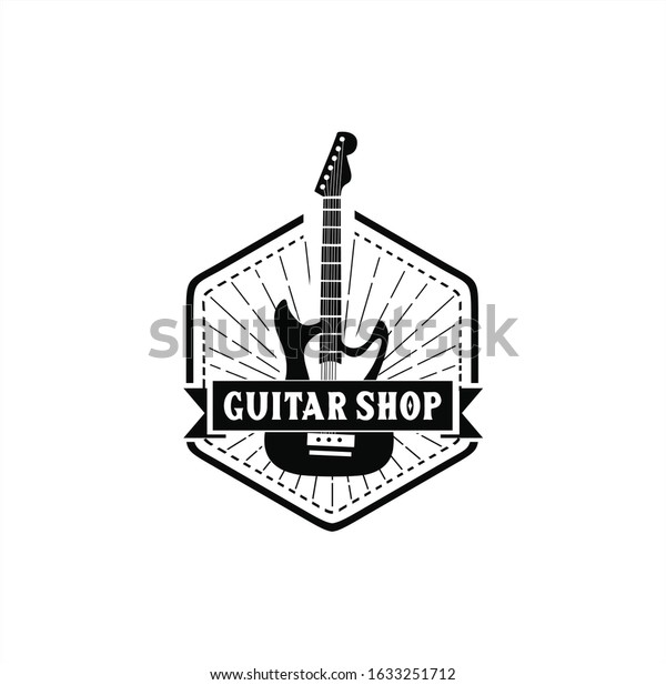 Guitar Logo Design Vector Stock Illustration Stock Vector Royalty Free 1633251712 Shutterstock 0436