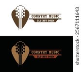 Guitar logo design vector template. Classic Vintage Retro Label Badge for Country Guitar Music Western Saloon Bar Cowboy Logo Design Template