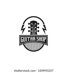 Guitar logo design vector template