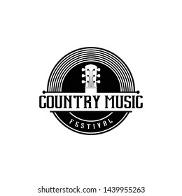 Guitar logo design vector template