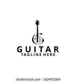 Guitar Logo Design Vector Template