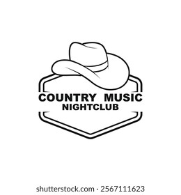 Guitar logo design vector template. Classic Vintage Retro Label Badge for Country Guitar Music Western Saloon Bar Cowboy Logo Design Template