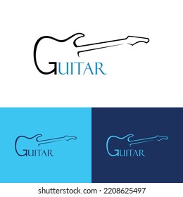 guitar logo design vector templet, 